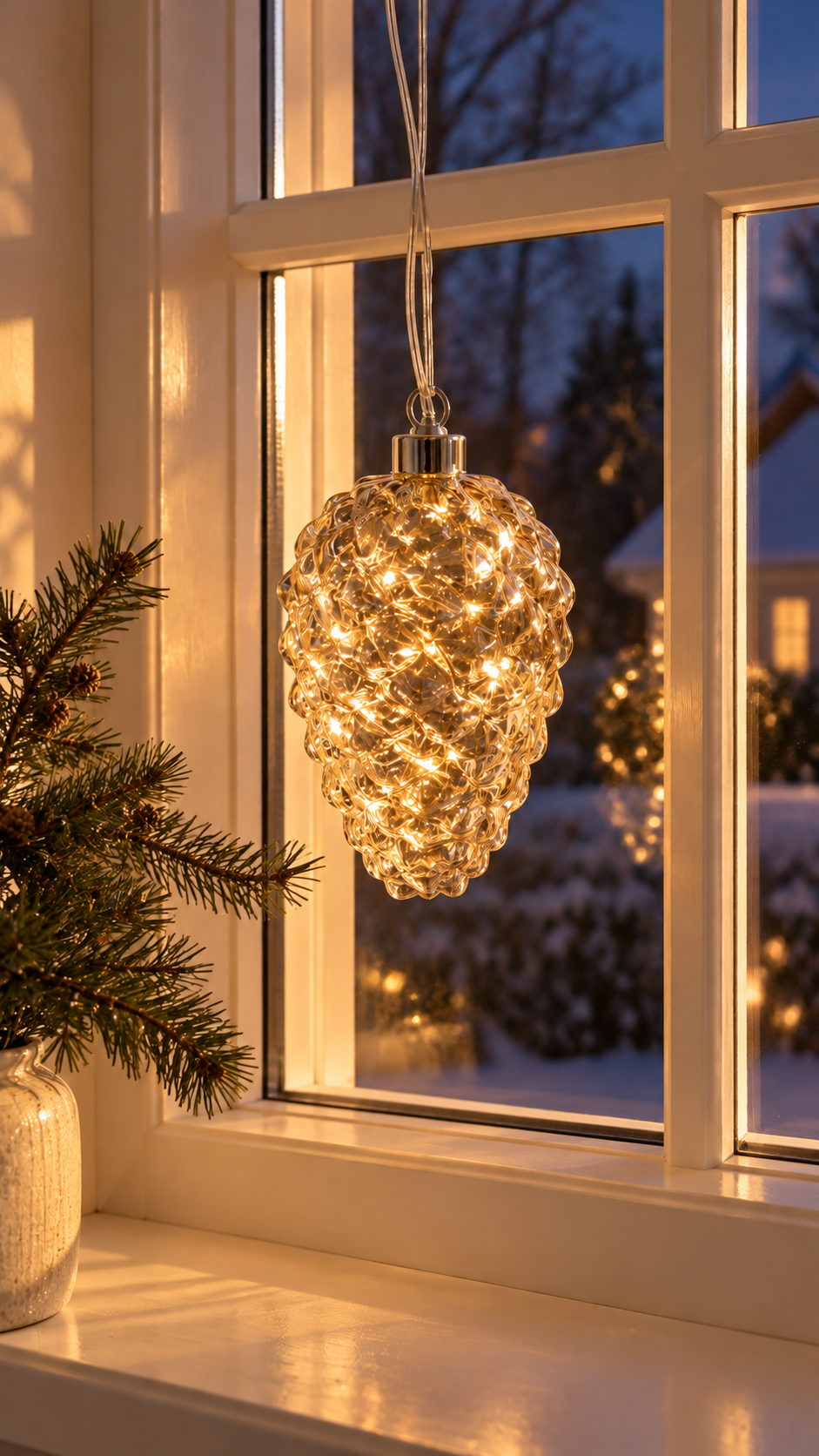Tannenzapfen mit Licht – Glas-LED-Deko