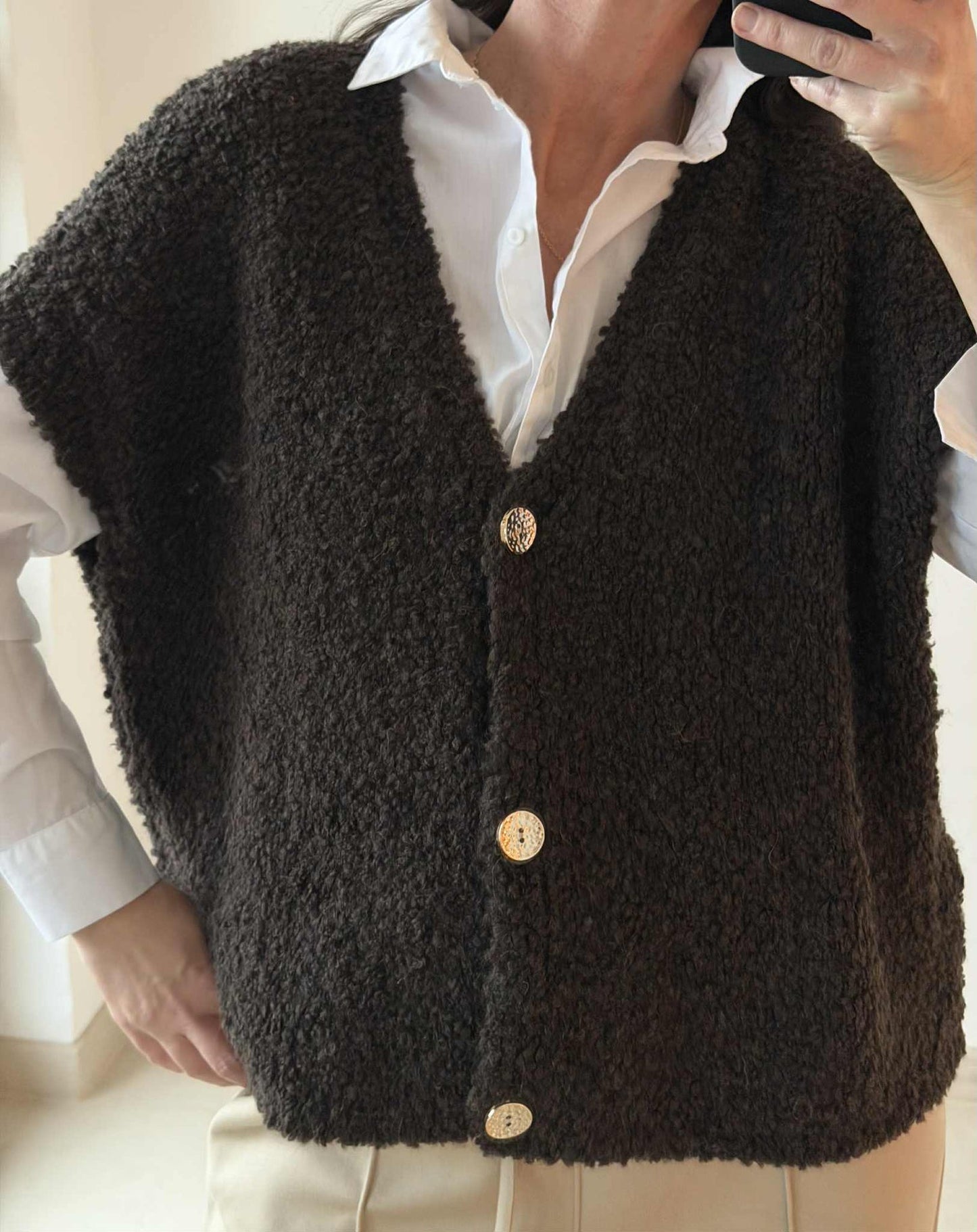 Cardigan mit kurzen Ärmeln - Braun