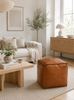 Pouf in Cognac-Leder