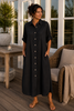 Kleid Violetta - Black Leinenmix