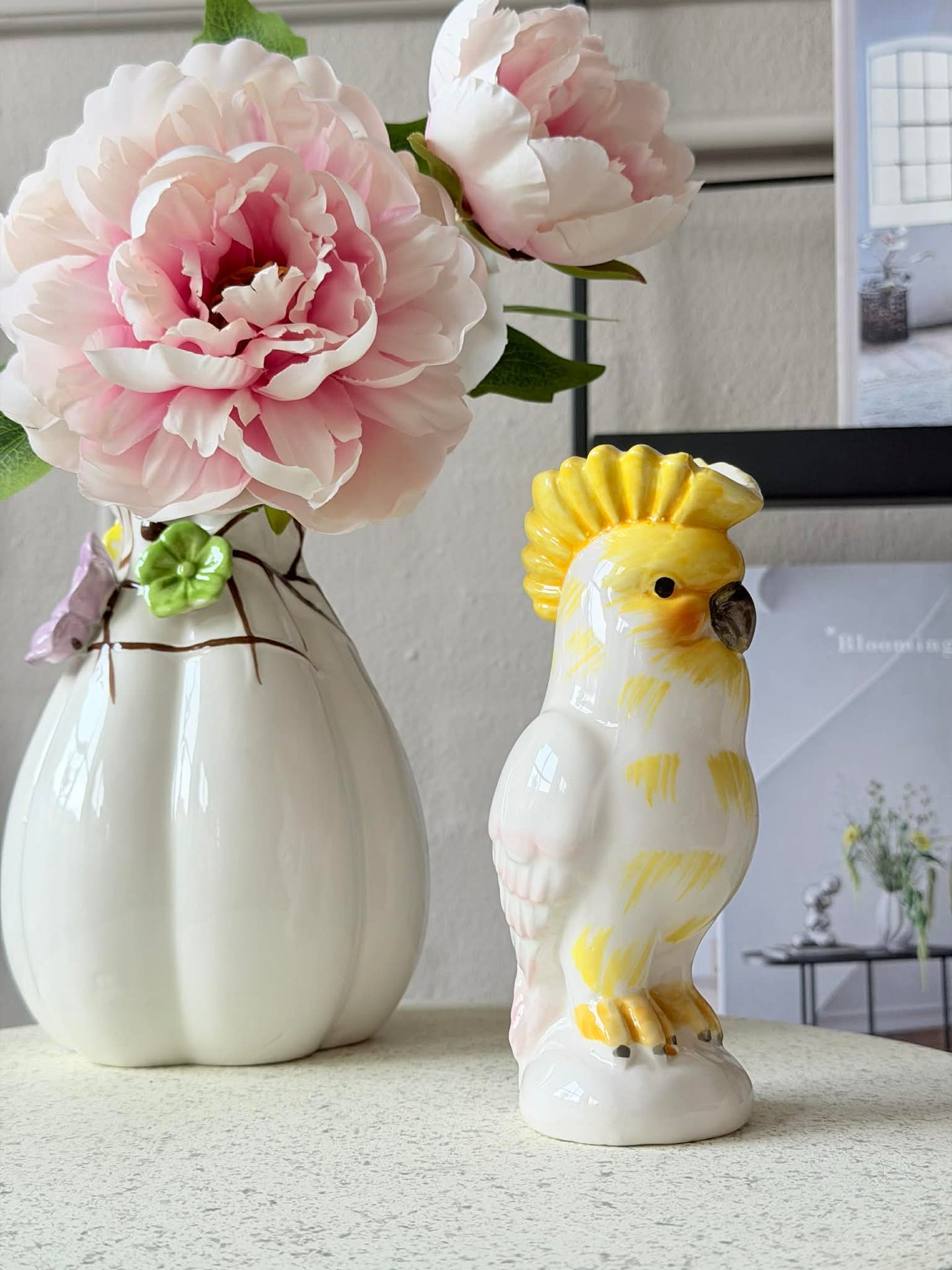 Vase mit Deko - Weiß oder Grün