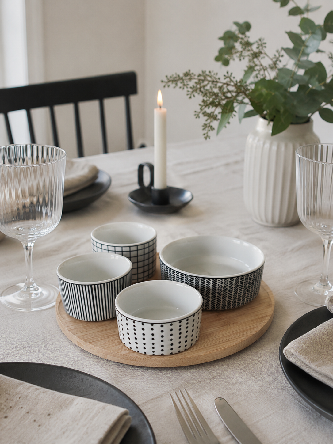 Tapas-Tablett - Rund - mit 4 Schalen