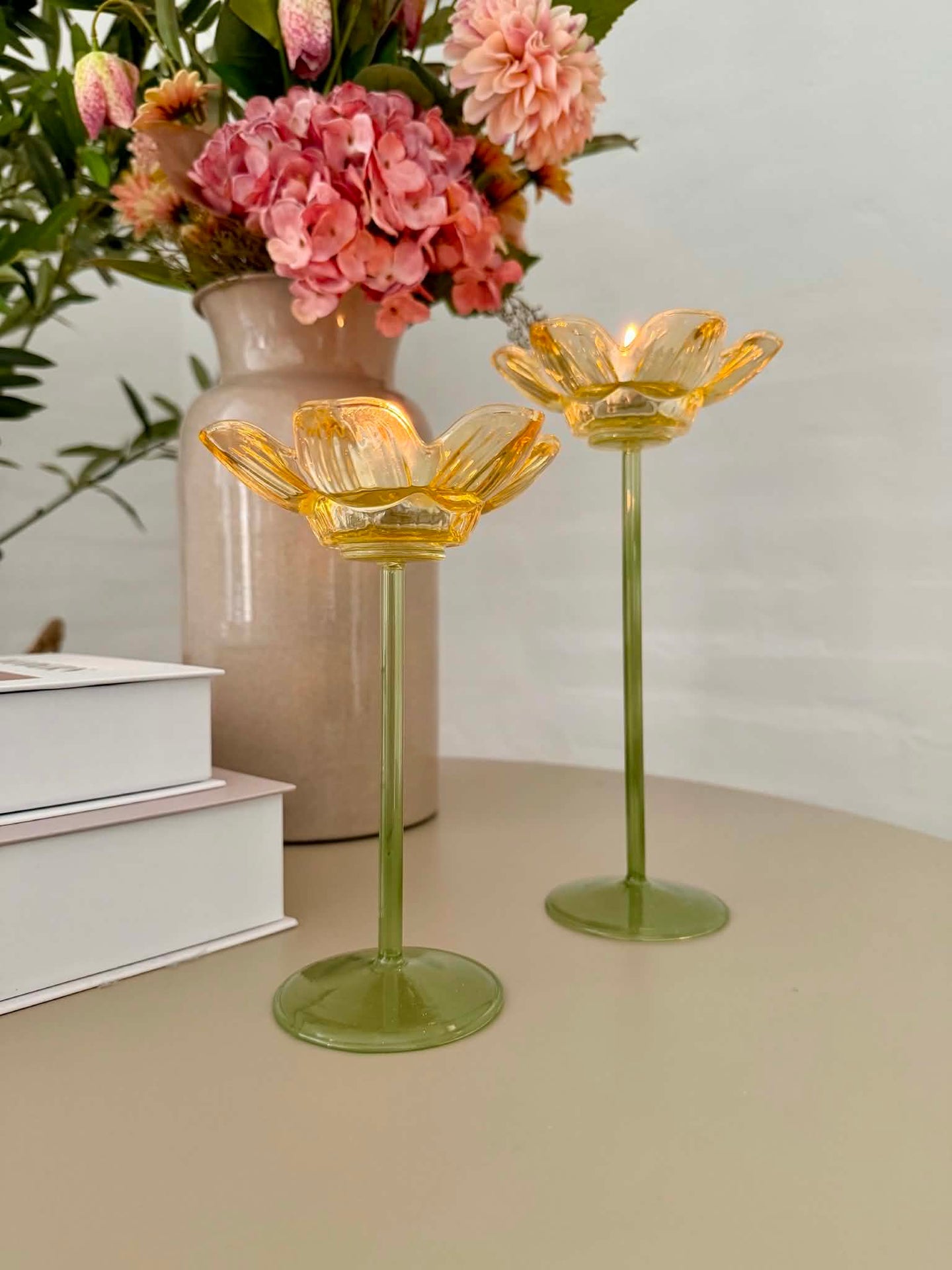 Teelichthalter Blume - Gelb