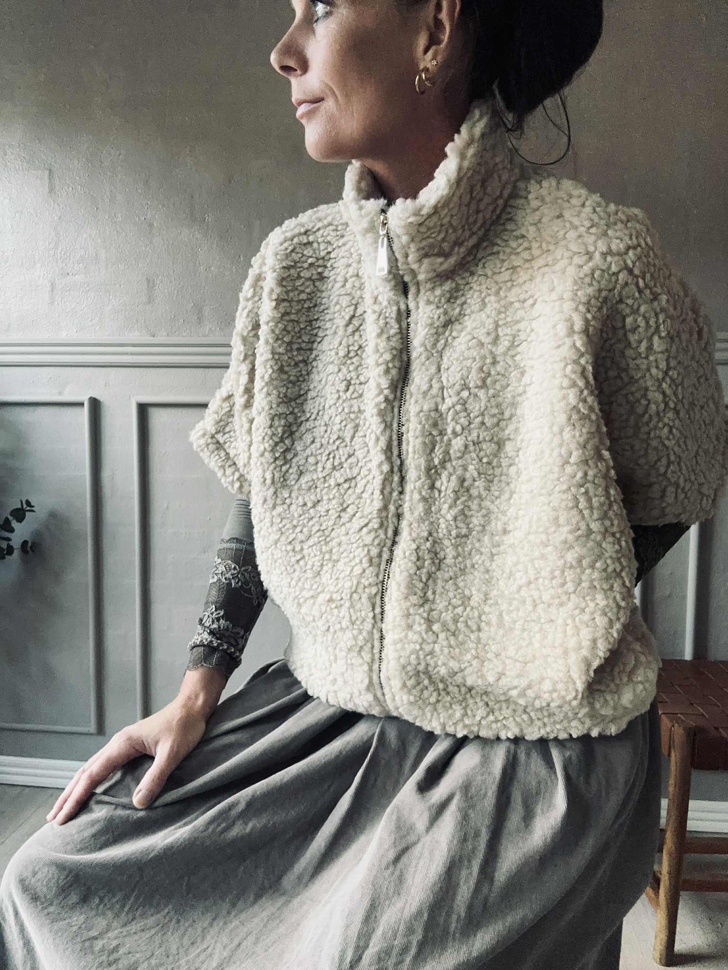 Teddy-Weste Beige