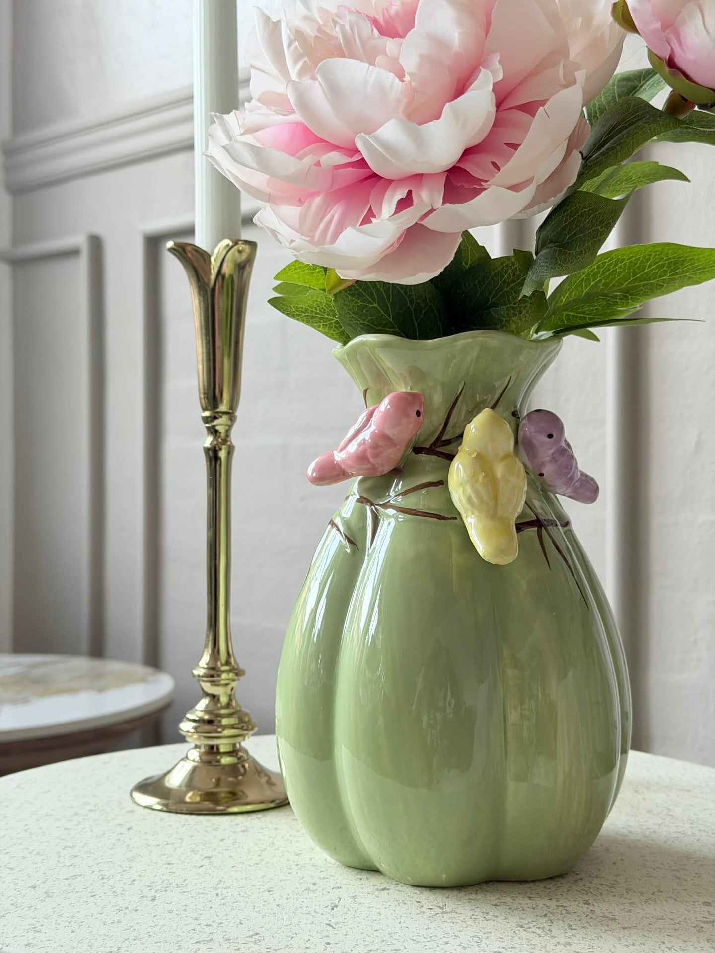 Vase mit Deko - Weiß oder Grün