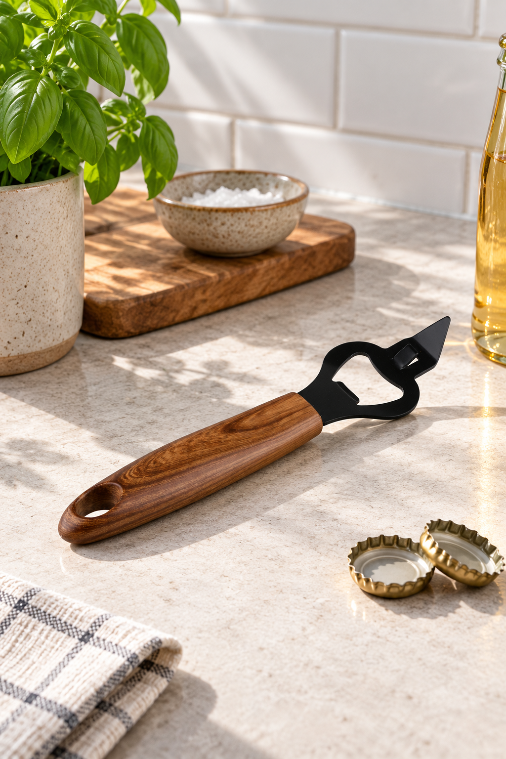 Flaschenöffner – Holz und Metall