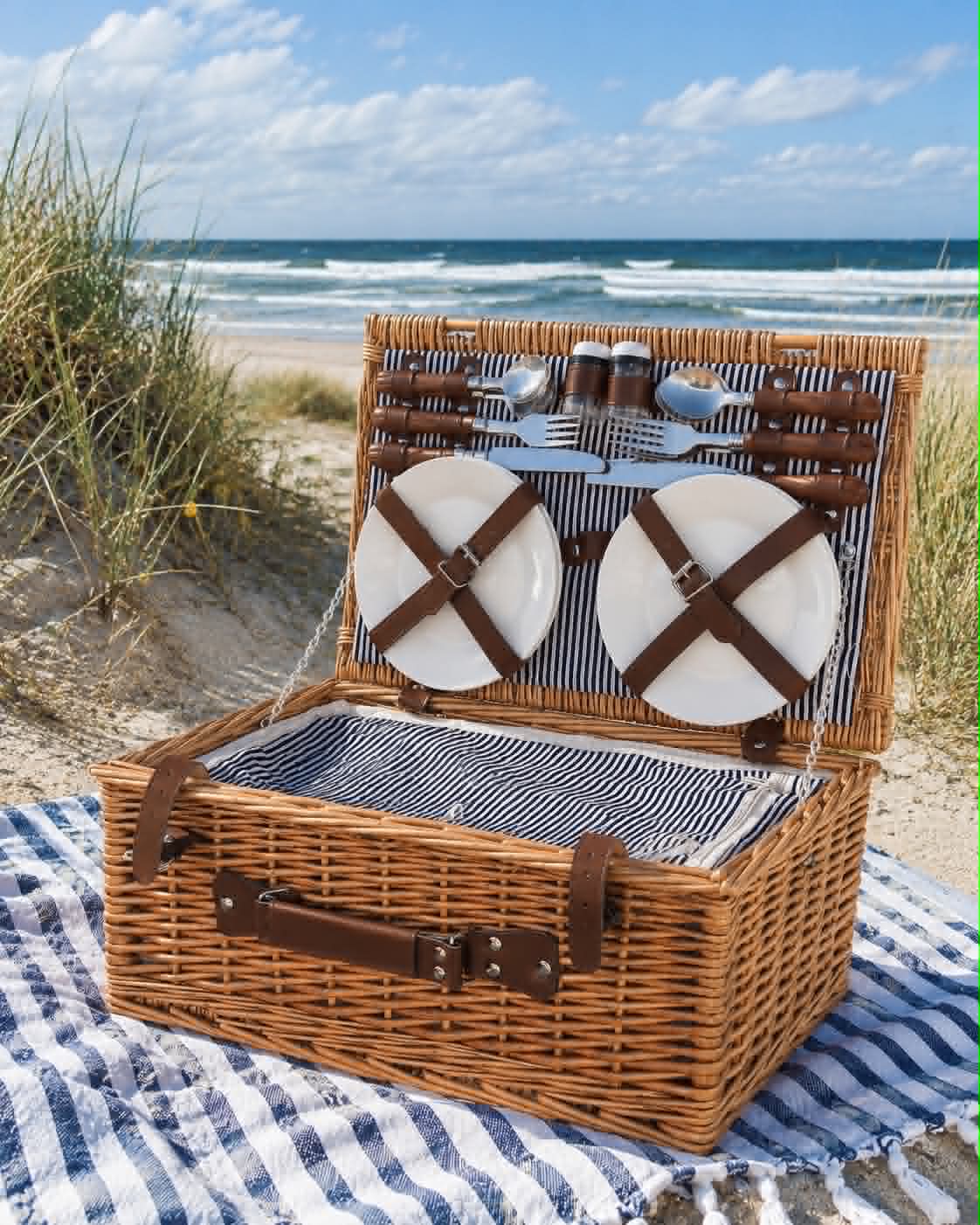 Picknickkorb mit Inhalt für 4 Personen - DELUXE