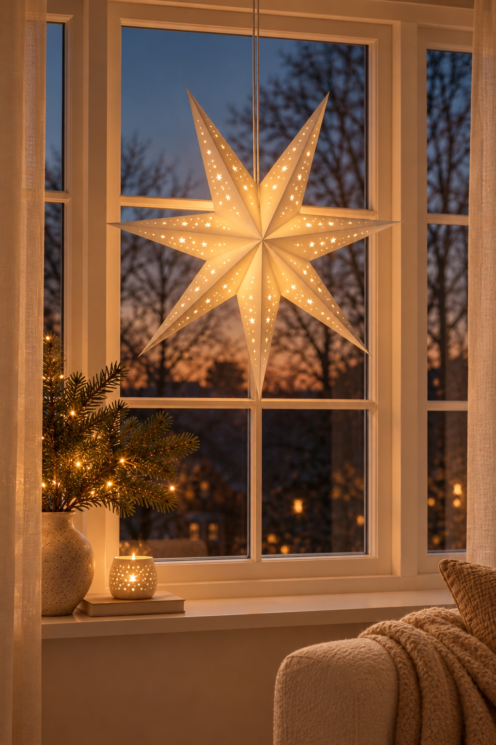 Stern 60 cm mit Licht und Timer