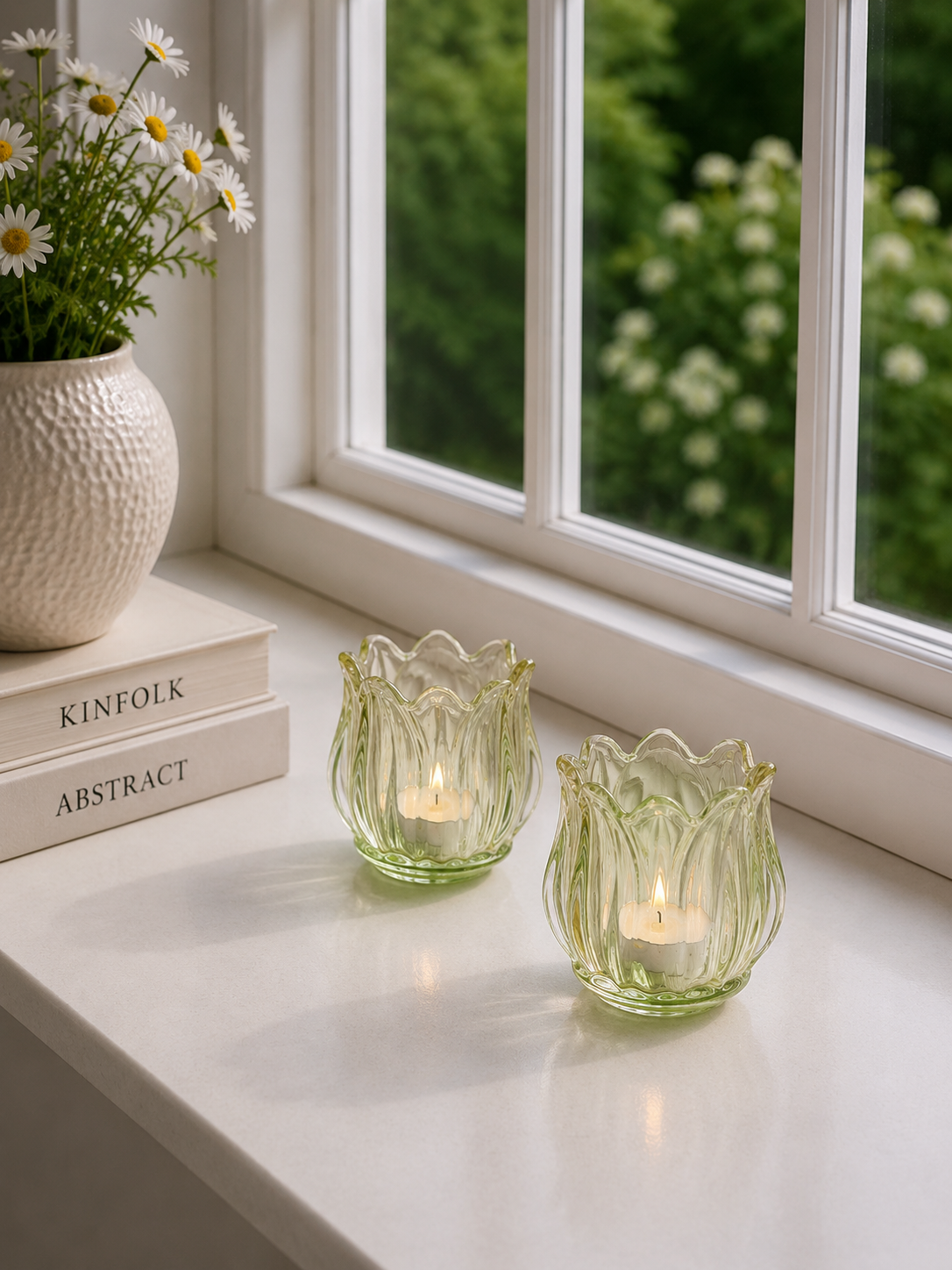 Kerzenhalter grüne Tulpe - Set mit 2 Stk