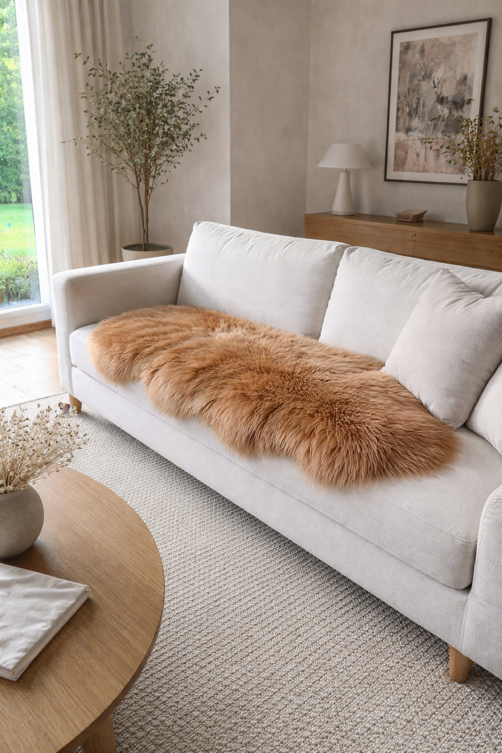 Lammfell 160 cm - XL Braun Patchwork