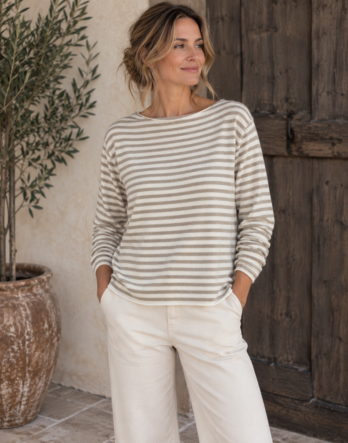 Bluse Cashmere Mix - Beige
