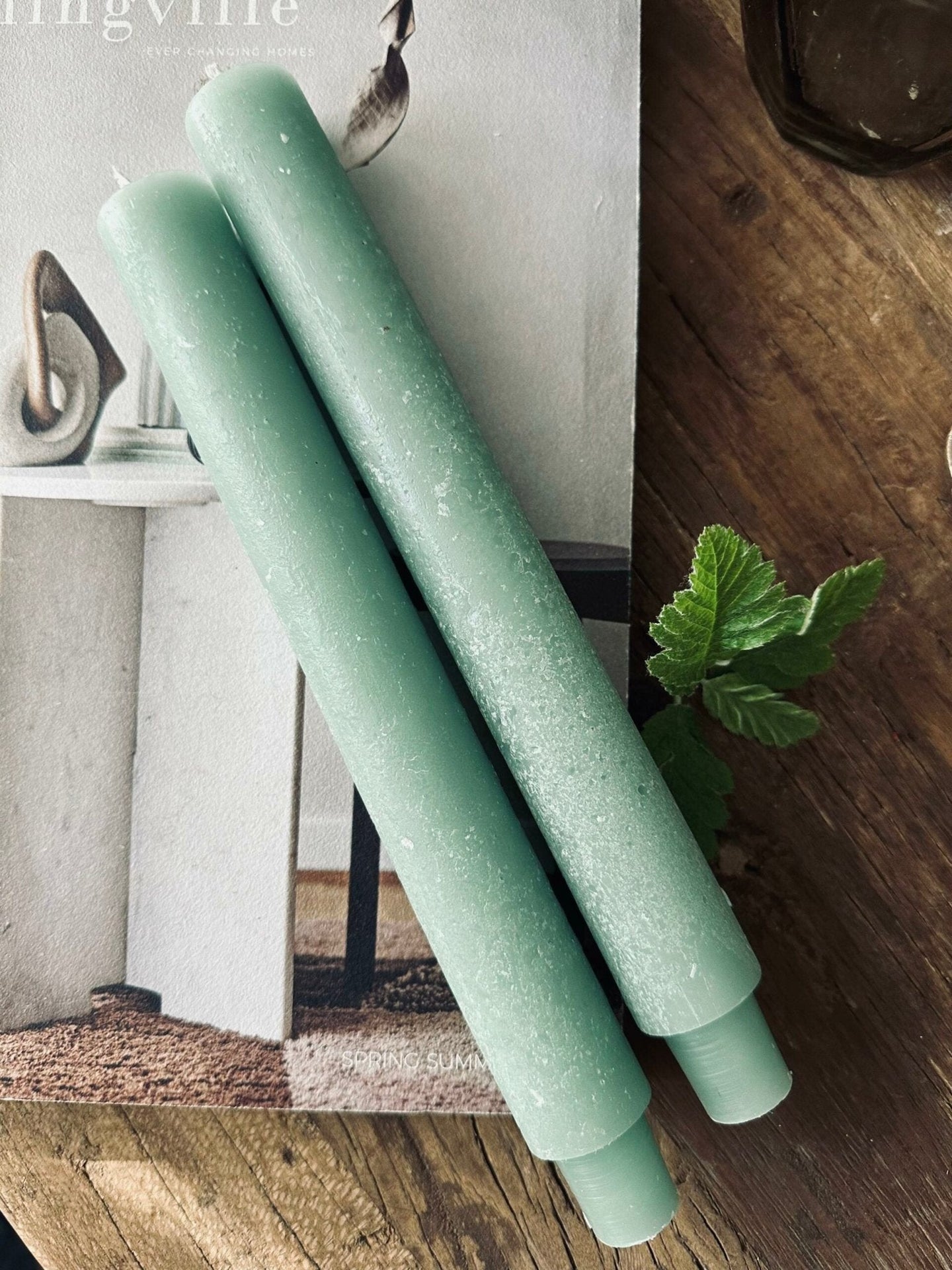 Flaskelys 25 cm - 2 stk Rustik Mint - VIAMAJA.DK