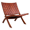 Klappstuhl aus Teak mit braunem Leder