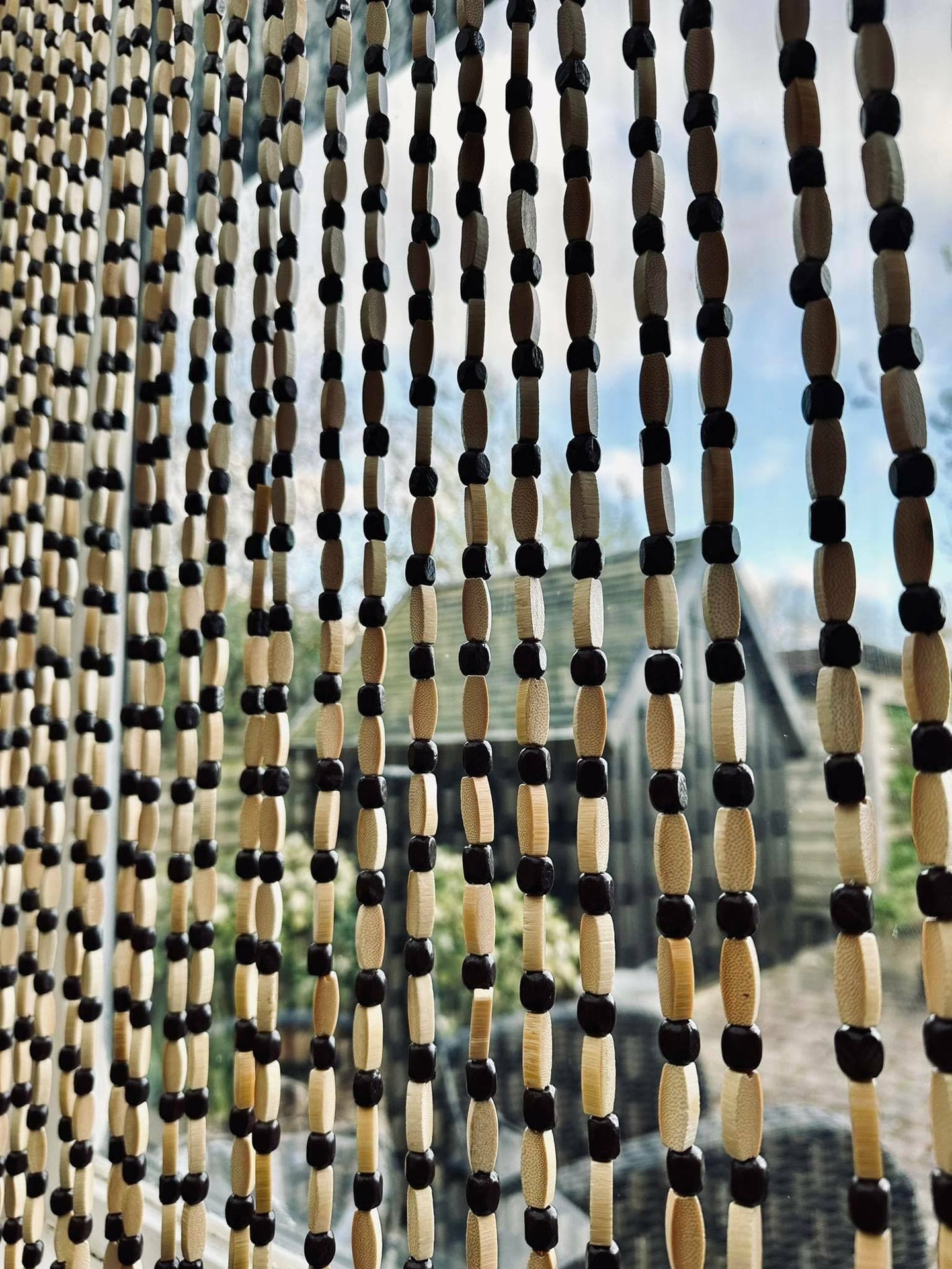 Forhæng i Natur træperler - Brun 120x200cm Ekstra bred - VIAMAJA.DK