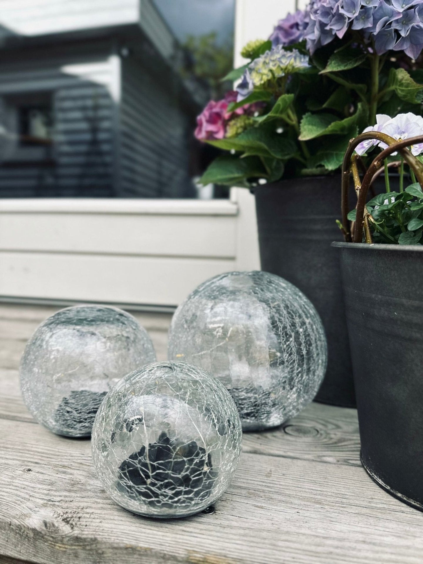Glasbollar med solceller - Set om 3 st - VIAMAJA.DK