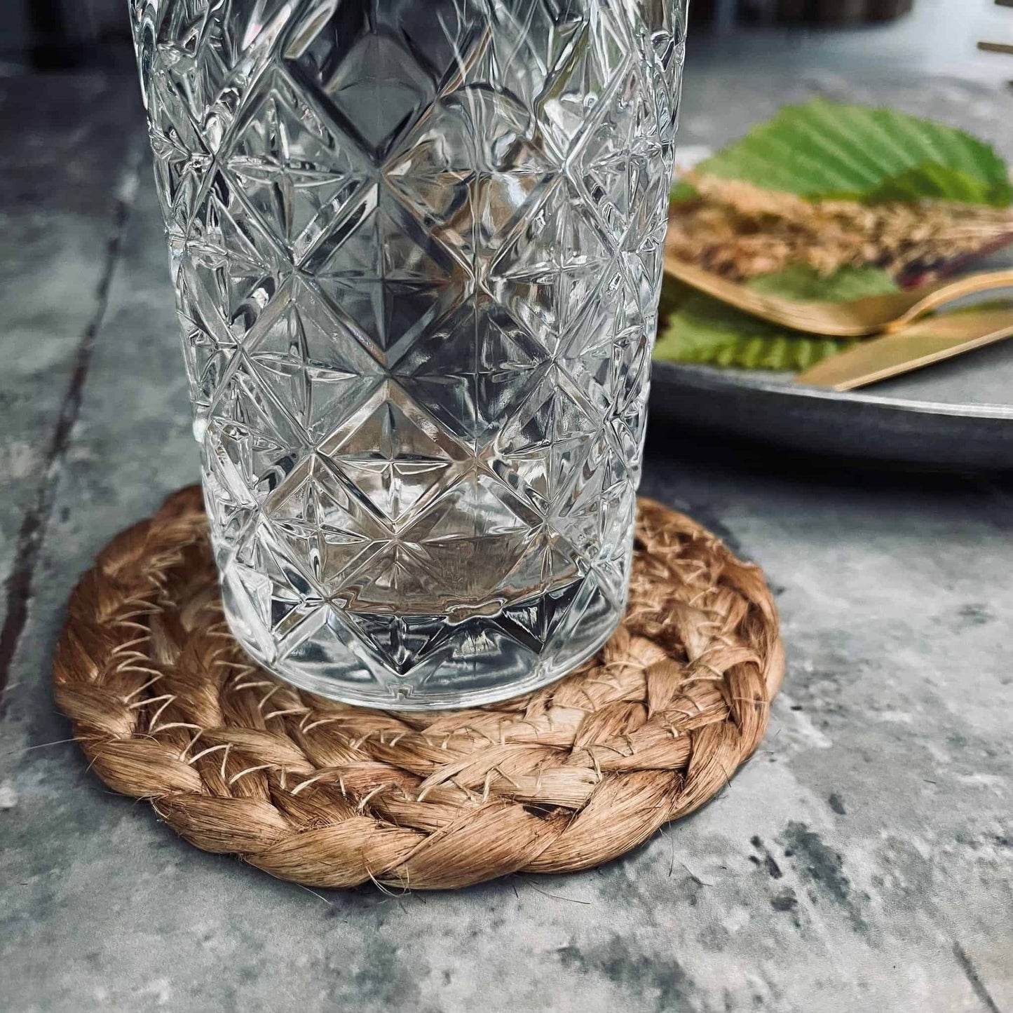 Glasbrik i jute - Sæt af 4stk - VIAMAJA.DK