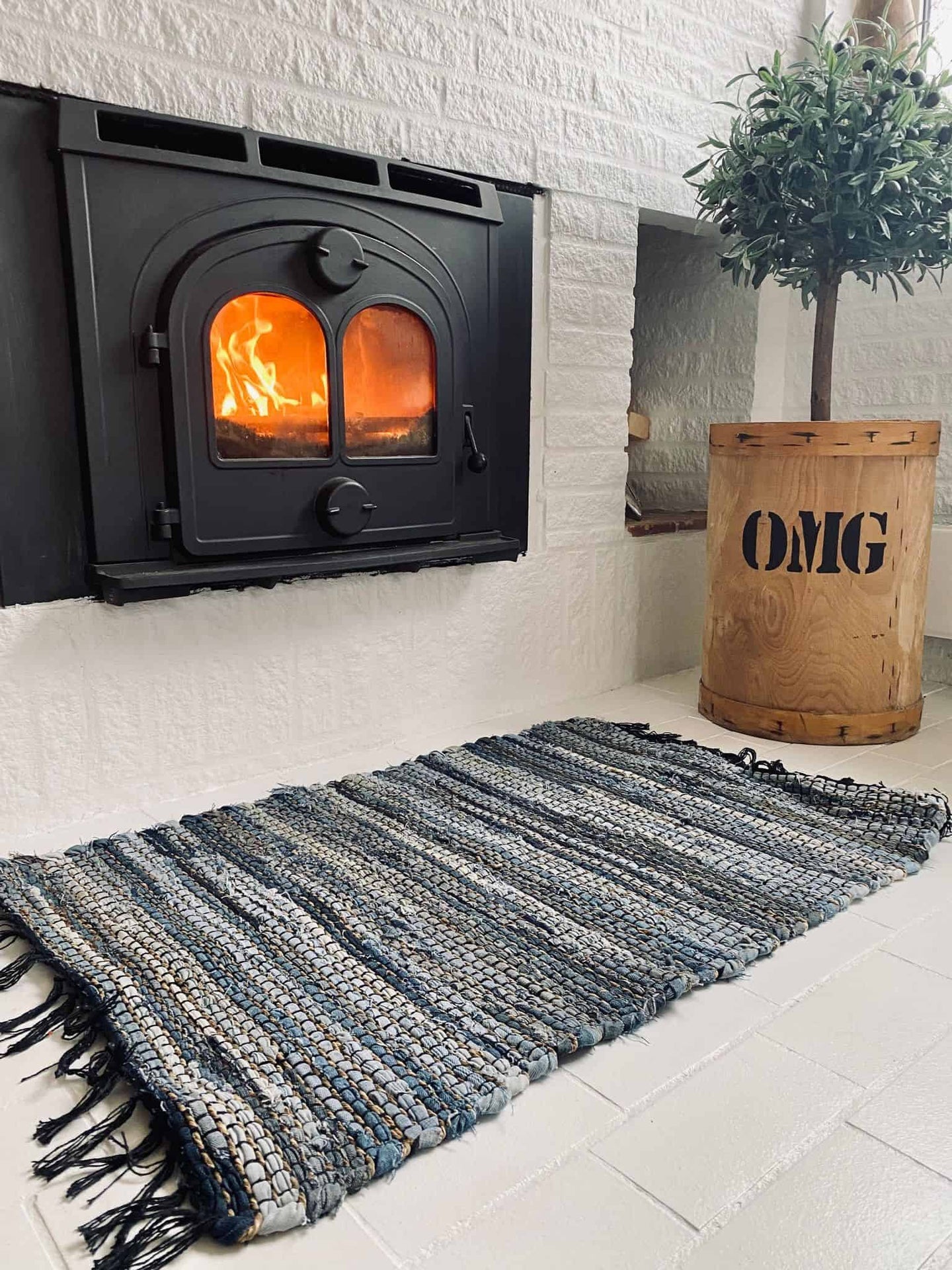 Gulvtæppe Denim og jute - 70x140cm - VIAMAJA.DK