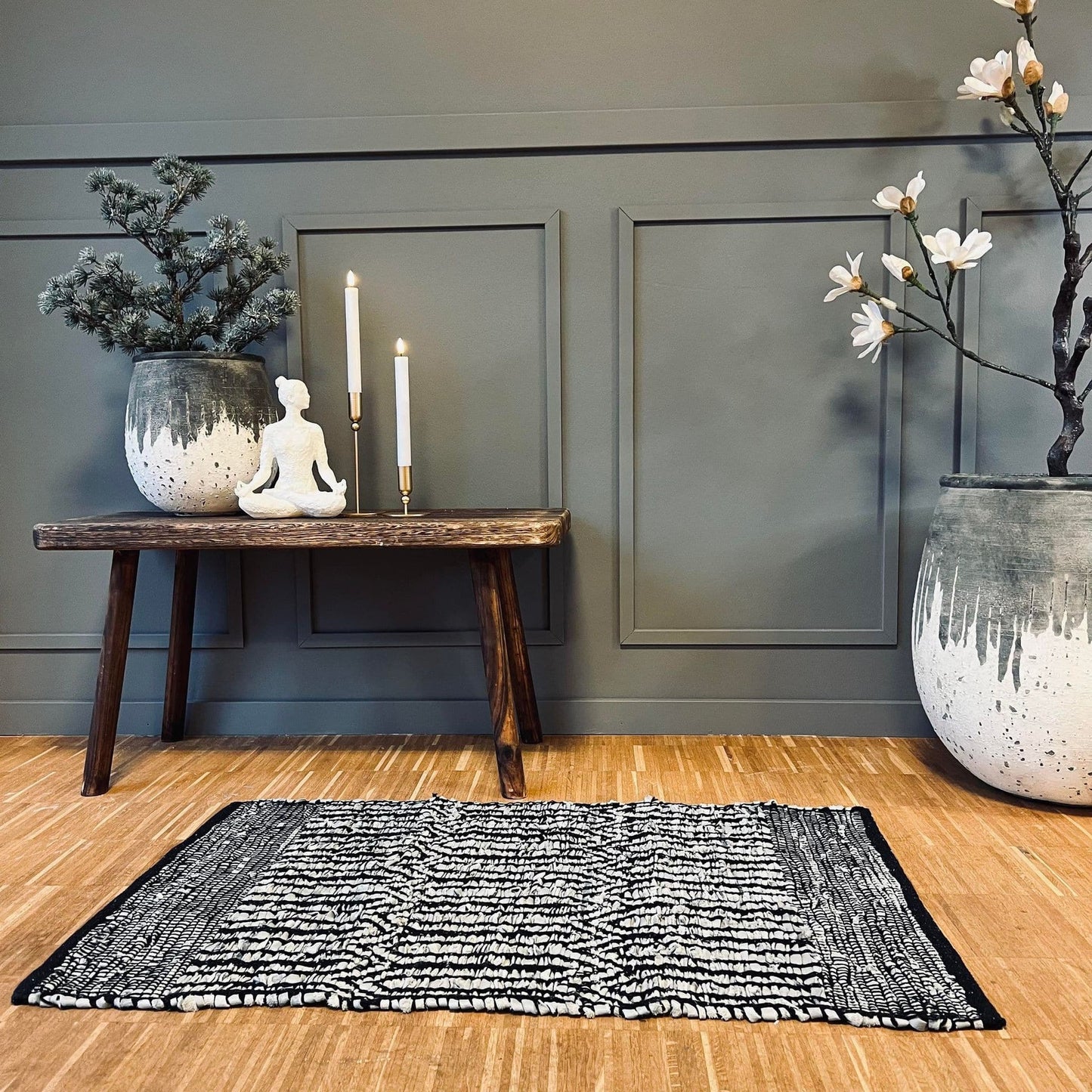 Gulvtæppe i flettet skind – 60x90cm - VIAMAJA.DK