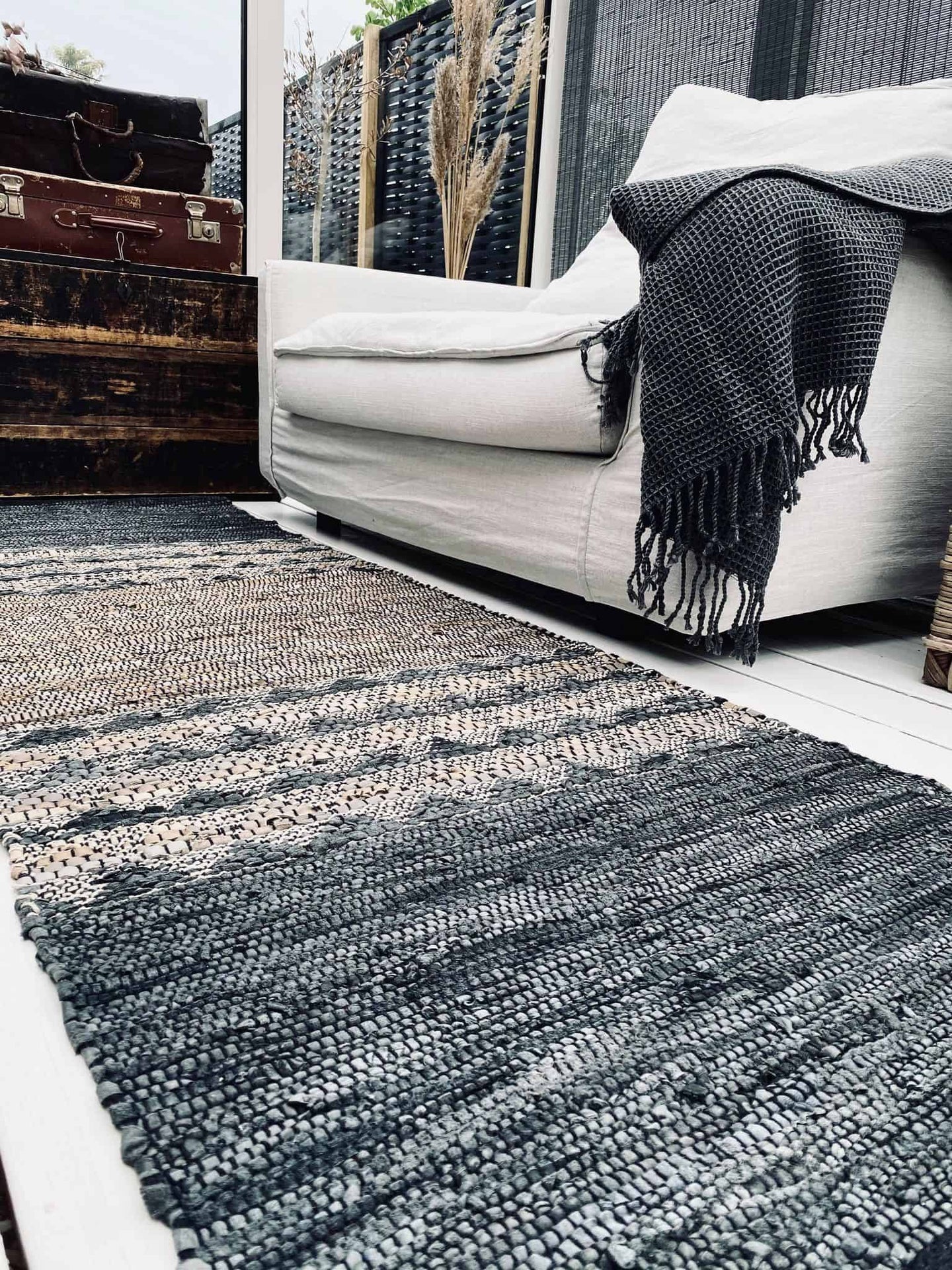 Gulvtæppe i skind - Naturfarvet mønster - 70x200cm - VIAMAJA.DK