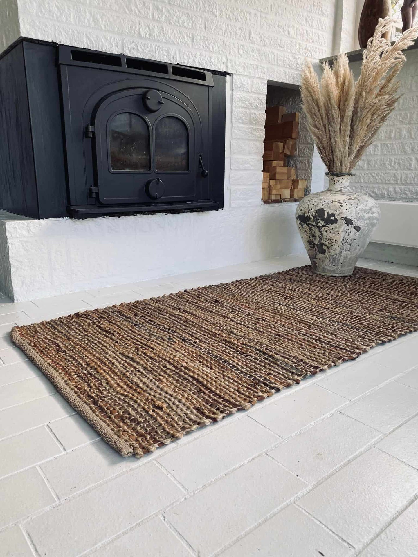 Gulvtæppe i skind og jute – 70x200 Brun - VIAMAJA.DK