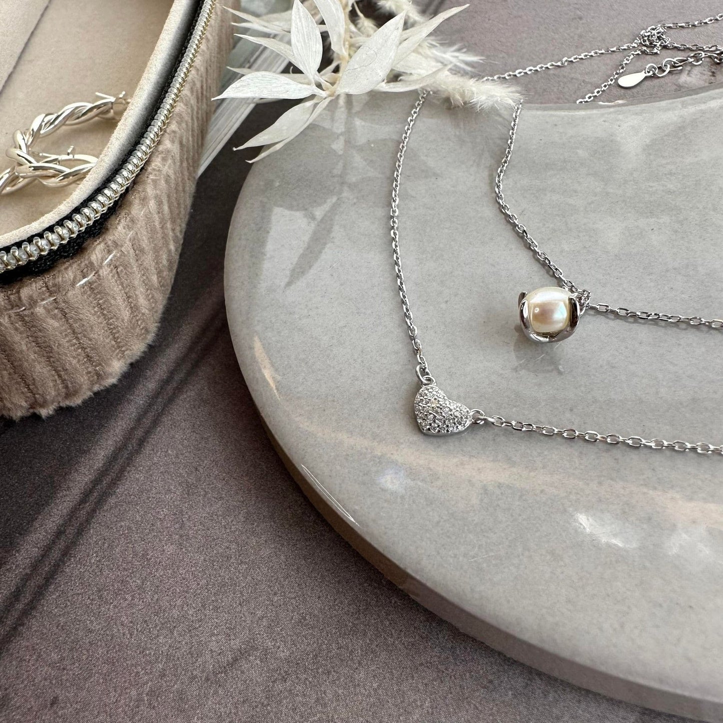 Halskæde Irina Sterling Silver - Hjerte m. Zirkoner - VIAMAJA.DK