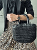 Handtasche aus geflochtenem Leder Schwarz – Langer Riemen inklusive