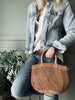 Handtasche aus geflochtenem Kalbsleder Nature – langer Riemen inklusive