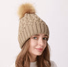 Mütze mit Bommel - Beige