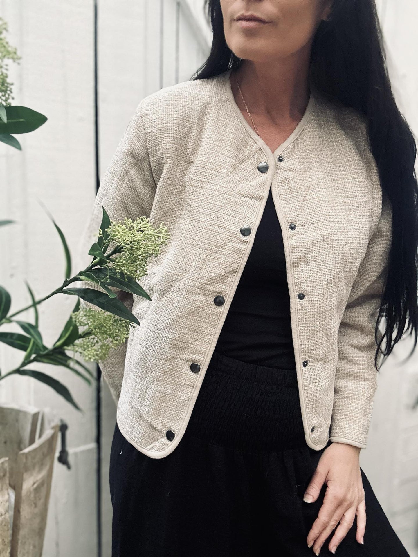 Jakke Quilt beige - VIAMAJA.DK