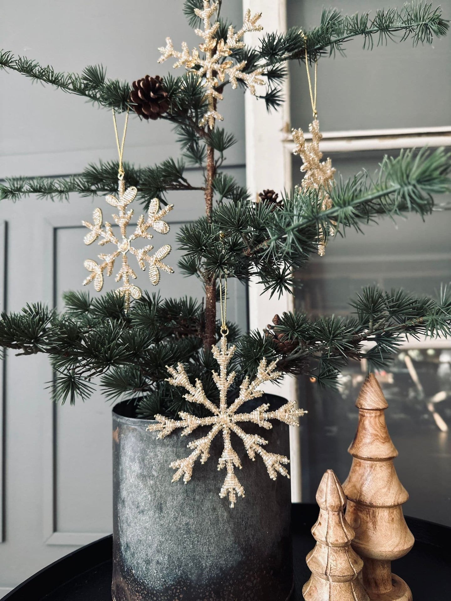 Juleophæng Snefnug mix guld 15cm - VIAMAJA.DK