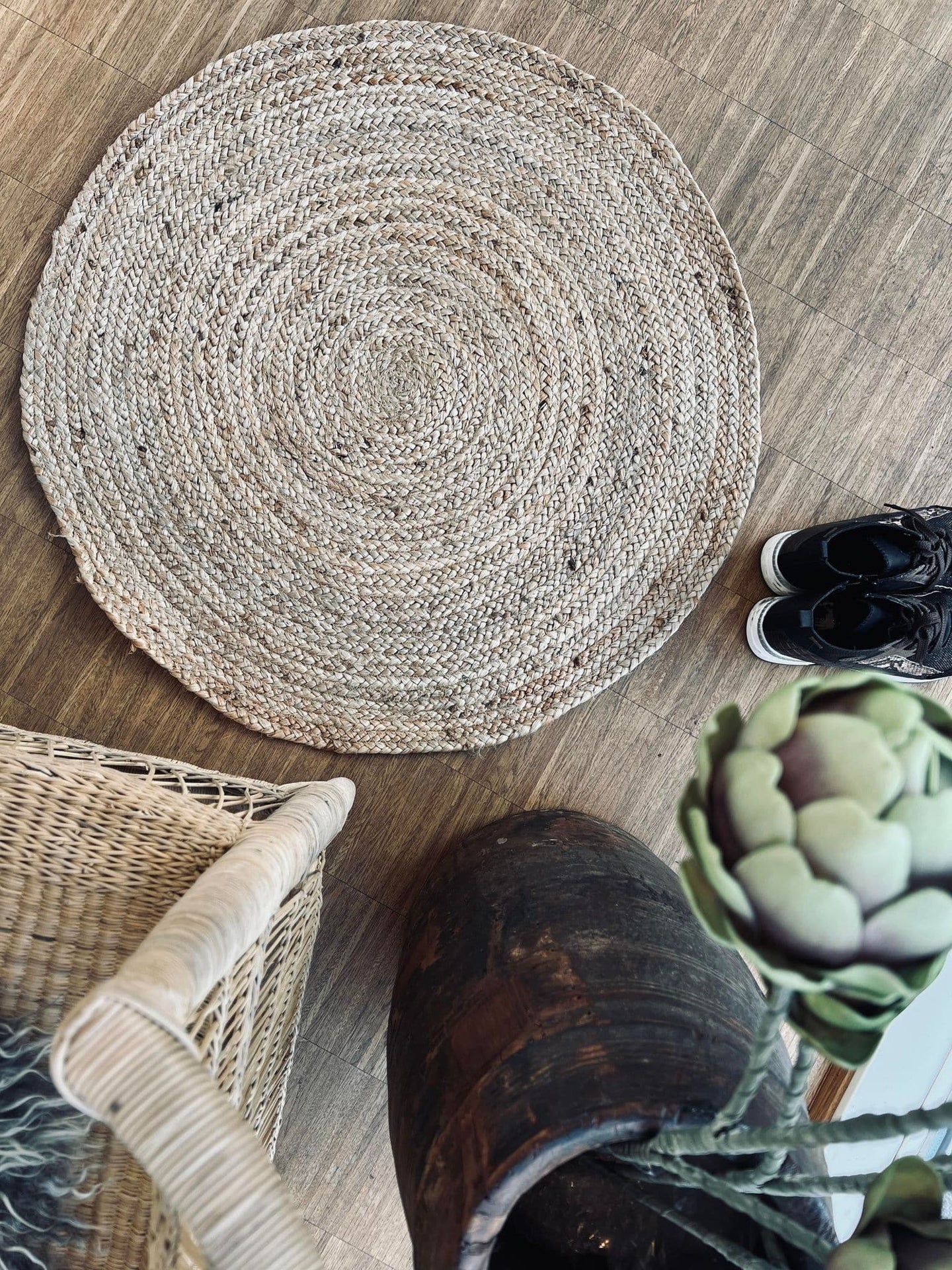 Jutetæppe - Ø 80cm - VIAMAJA.DK