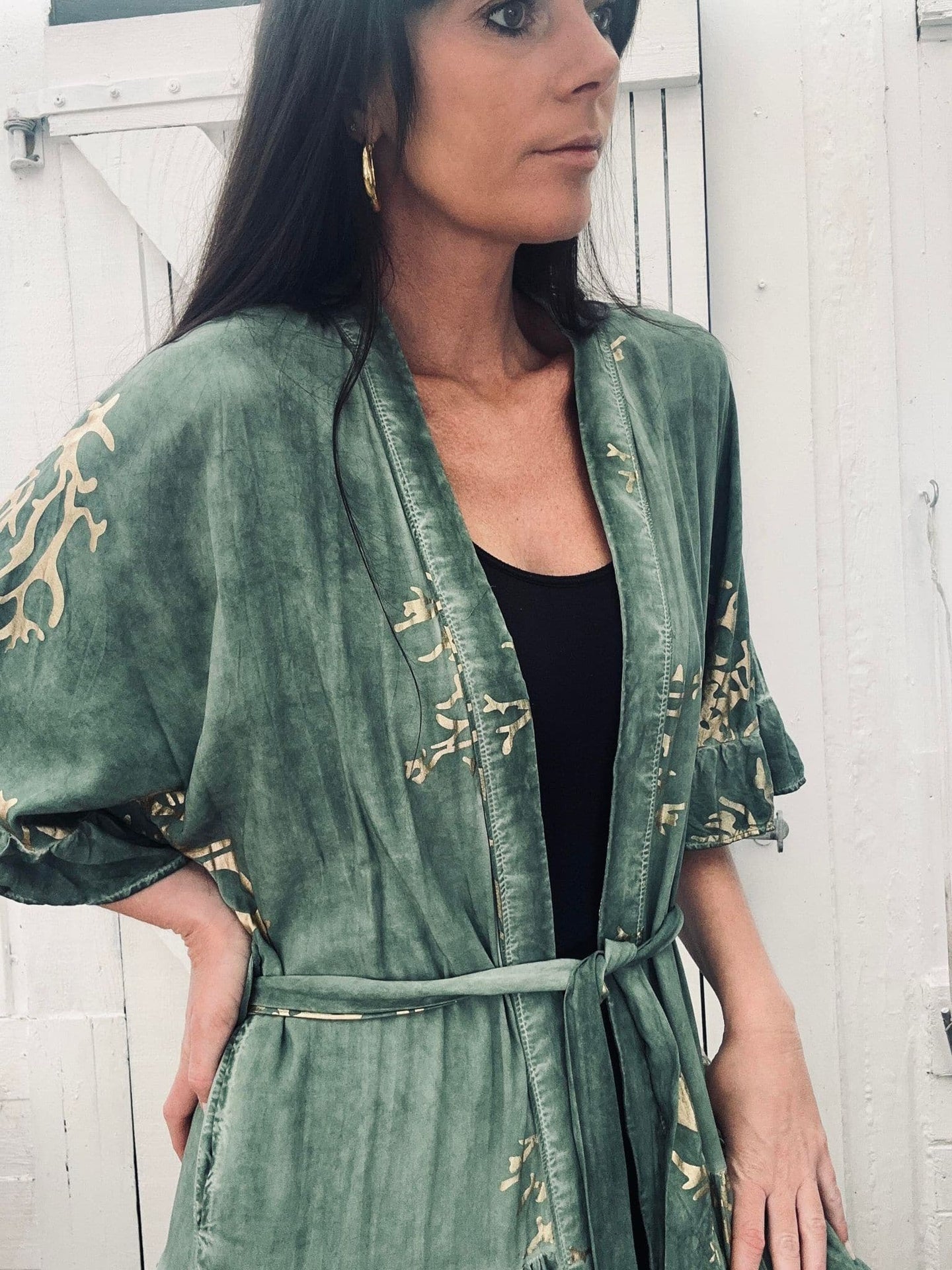 Kimono – Green / Gold - VIAMAJA.DK