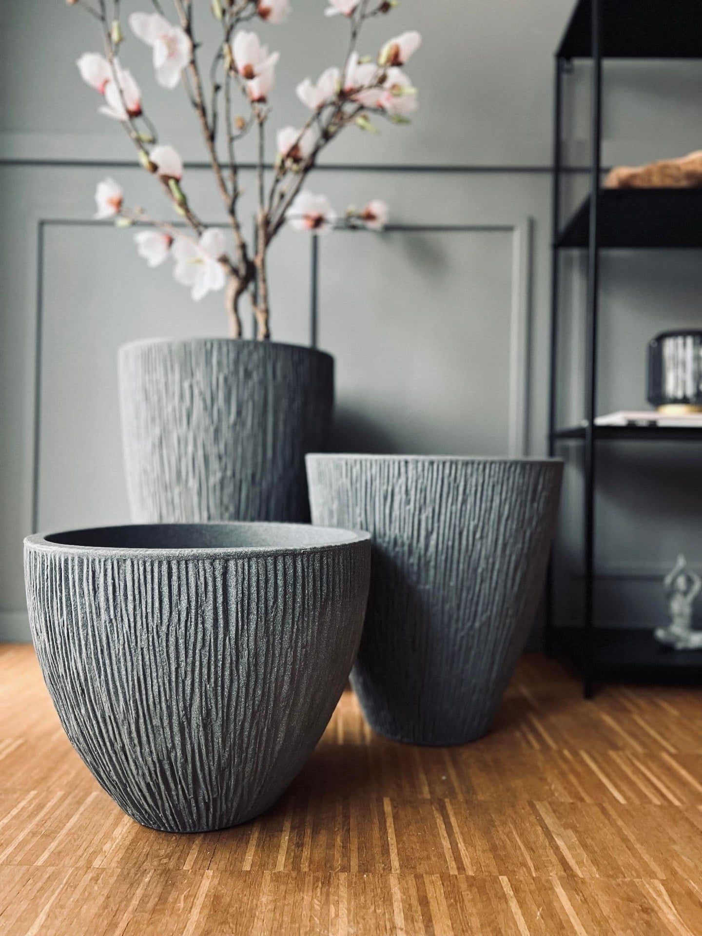 Krukke i plast - Riflet Grå 60 cm - VIAMAJA.DK