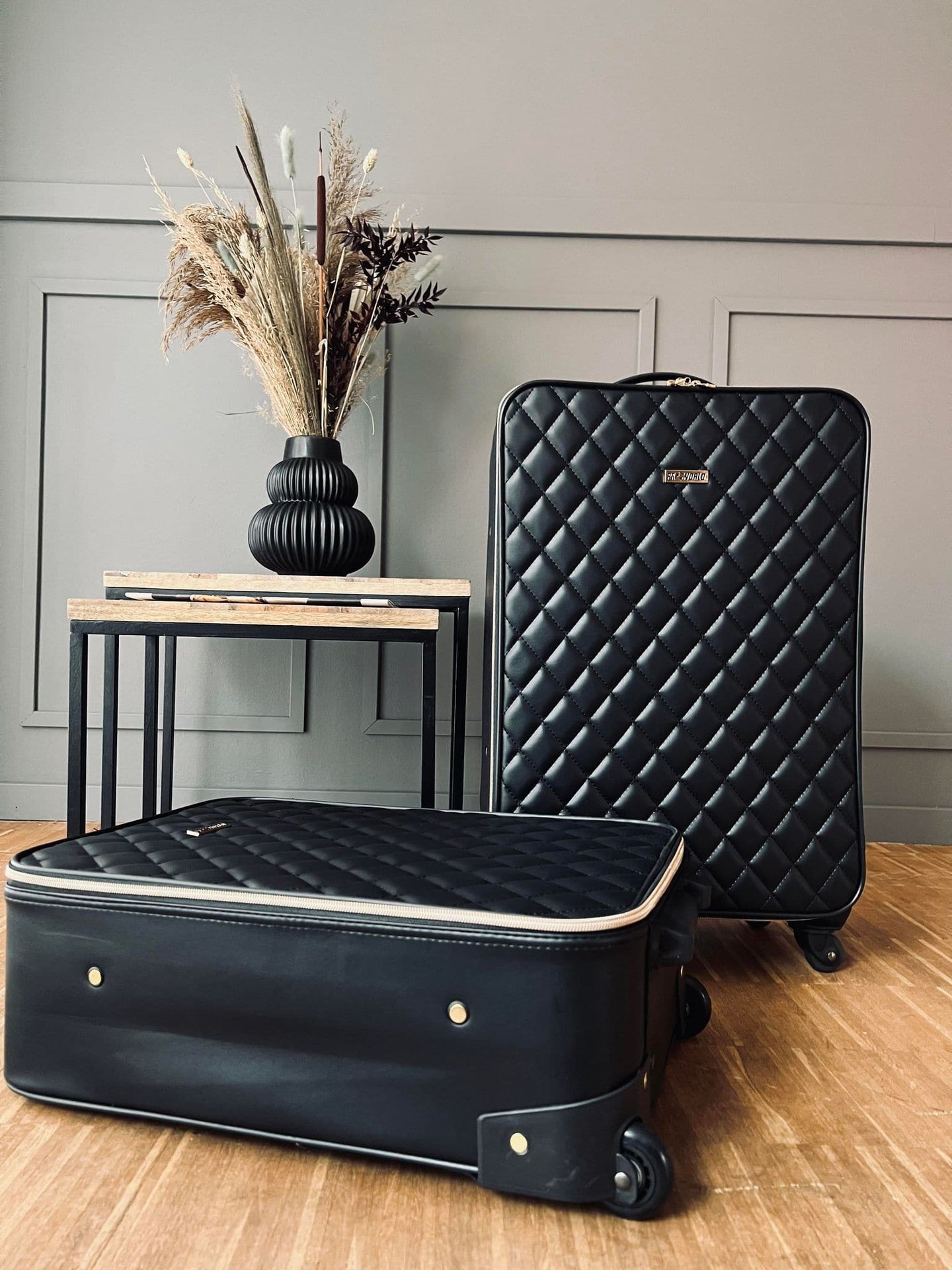 Kuffert sæt af 2 stk - Black Quilted - VIAMAJA.DK