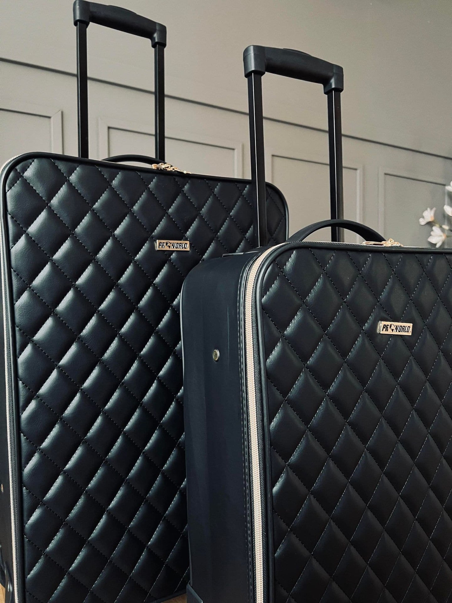 Kuffert sæt af 2 stk - Black Quilted - VIAMAJA.DK