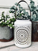 Laterne mit Solarzellen - White metal
