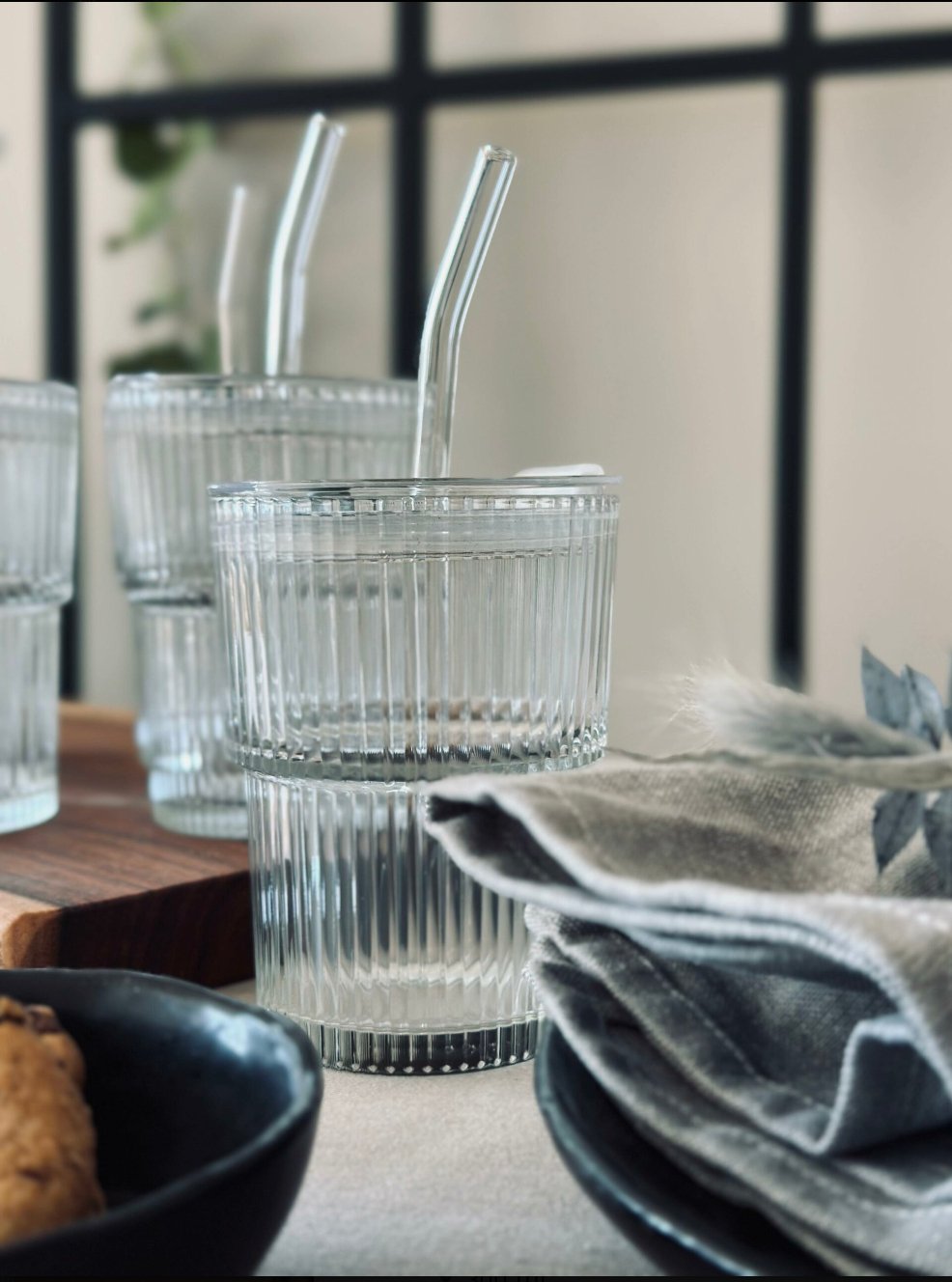 Latteglas med låg og sugerør - 6 stk - VIAMAJA.DK