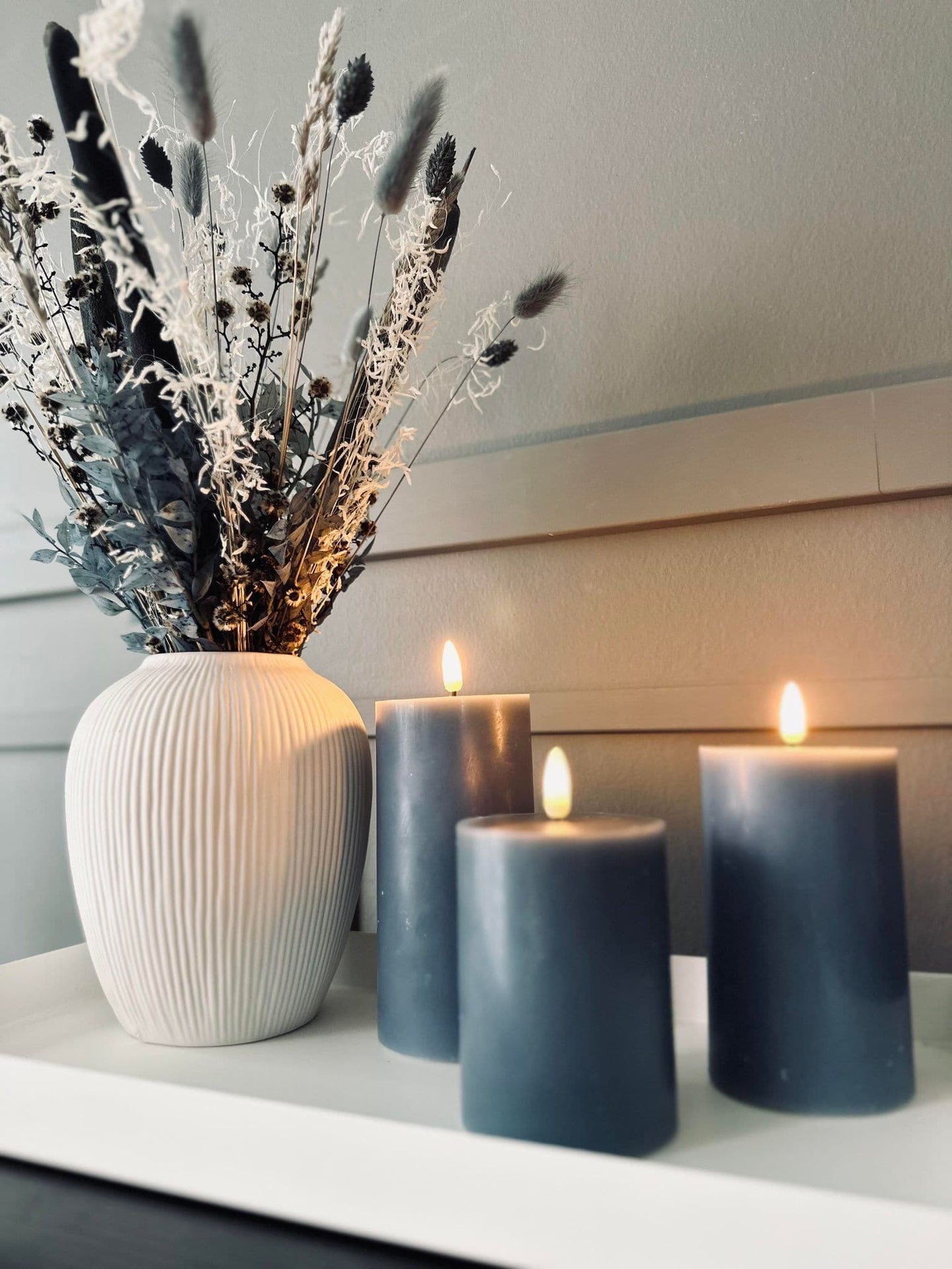 LED Bloklys / INDIGO 3 stk – Inkl. fjernbetjening - VIAMAJA.DK