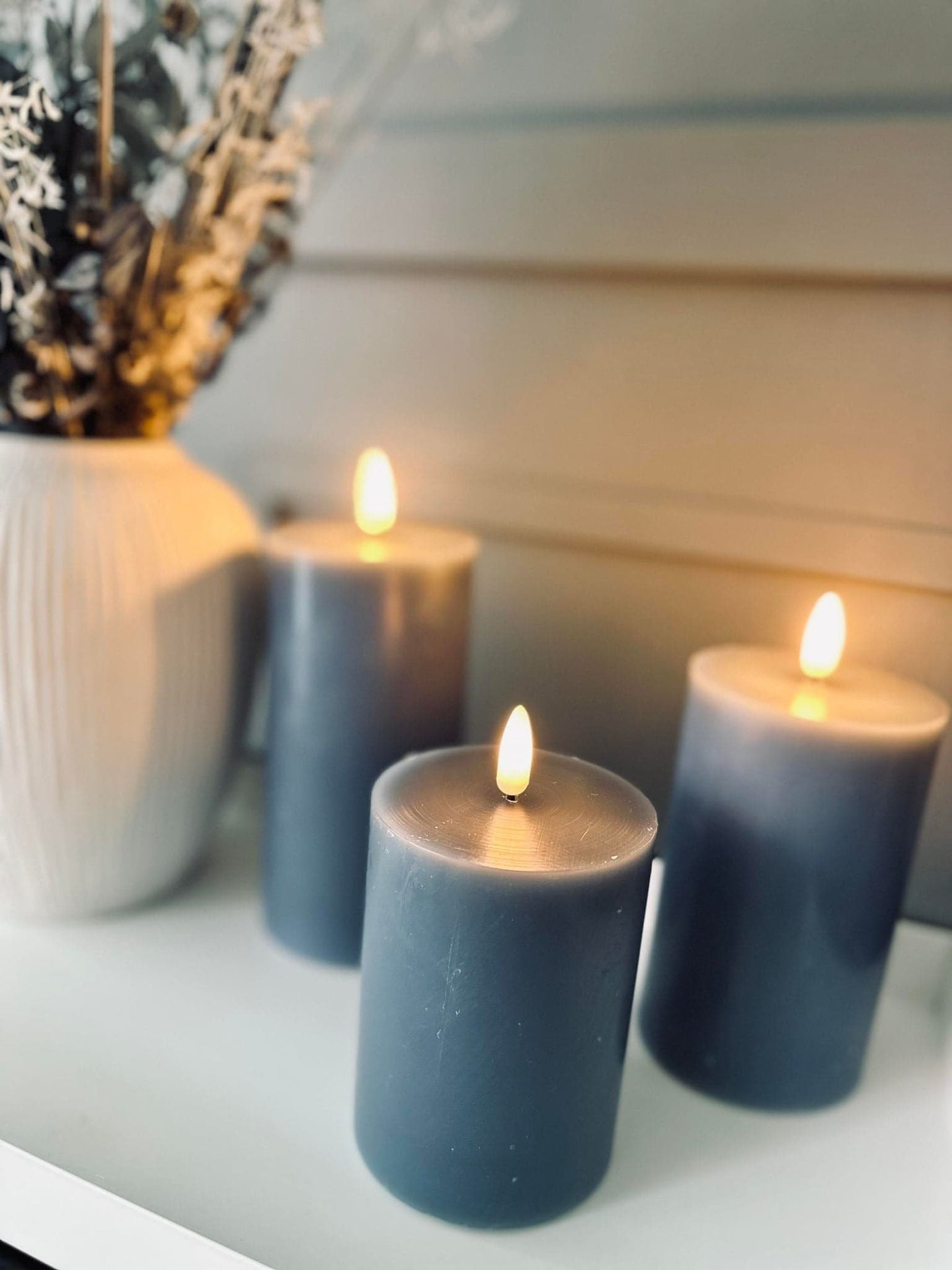 LED Bloklys / INDIGO 3 stk – Inkl. fjernbetjening - VIAMAJA.DK