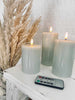 LED Blockkerzen - Mint 3 Kerzen inkl. Fernbedienung