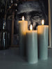 LED-Blockkerzen / Mintgrau 3 Stk. – inkl. Fernbedienung