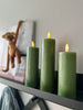 LED-Blockkerzen / Olive 3 Stk. – inkl. Fernbedienung