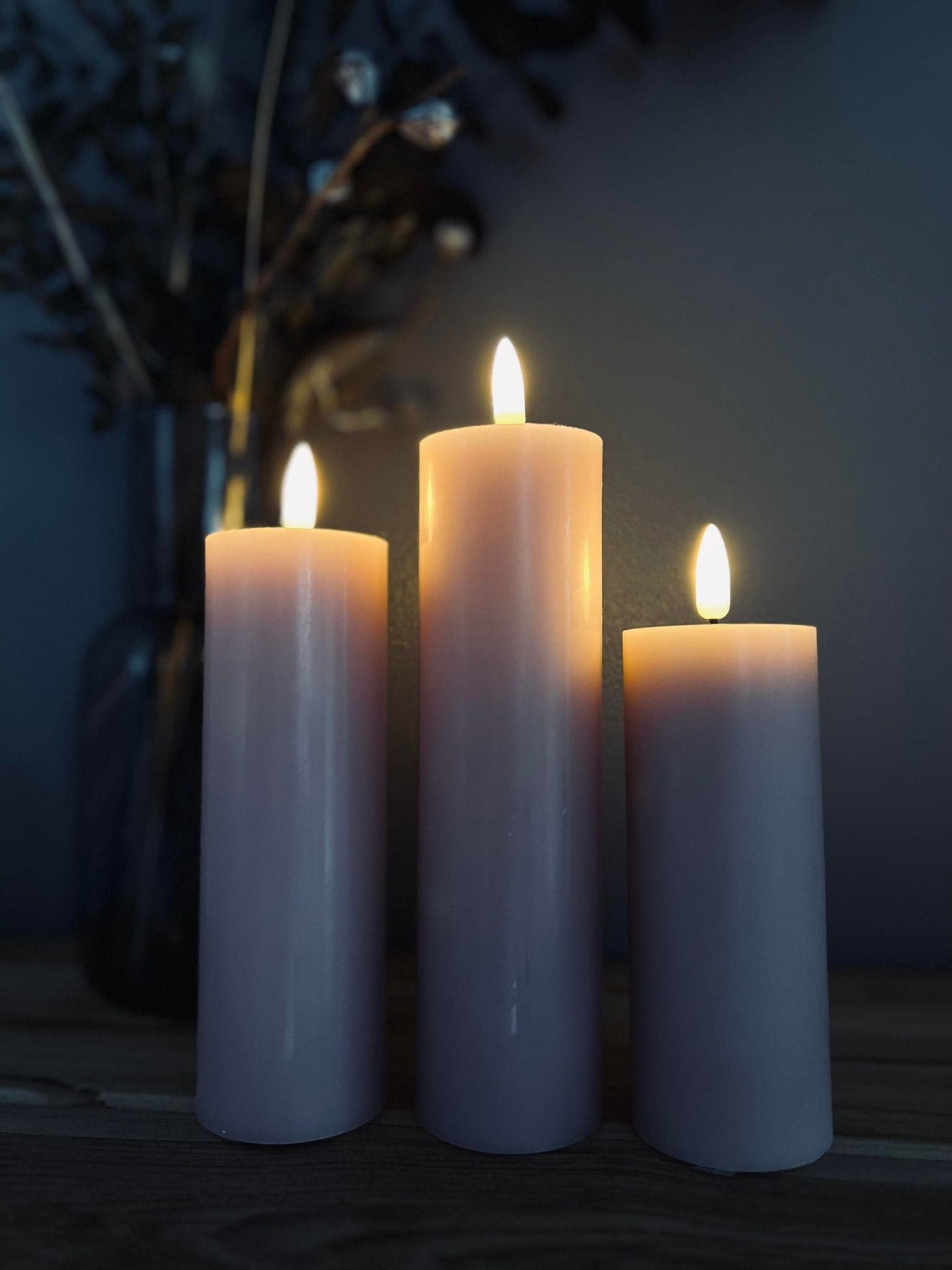 LED Bloklys / Rosa – 3 stk. Lys – Inkl. fjernbetjening - VIAMAJA.DK