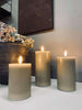 LED-Blockkerzen / Sand – 3 Stk. – inkl. Fernbedienung
