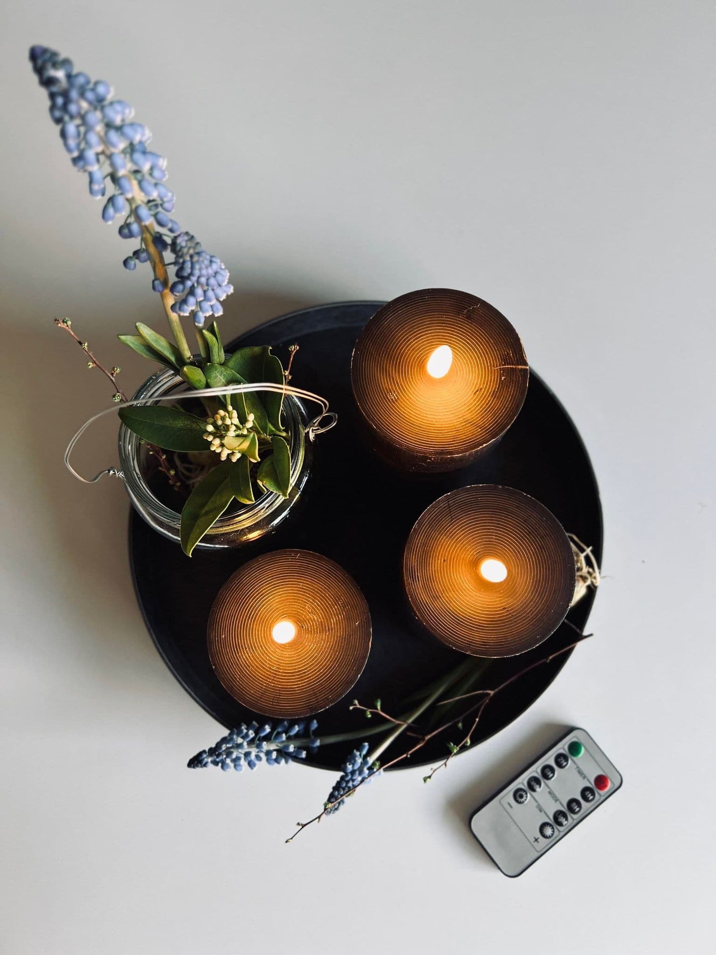 LED Bloklys / Sort 3 stk. Lys – Inkl. fjernbetjening - VIAMAJA.DK