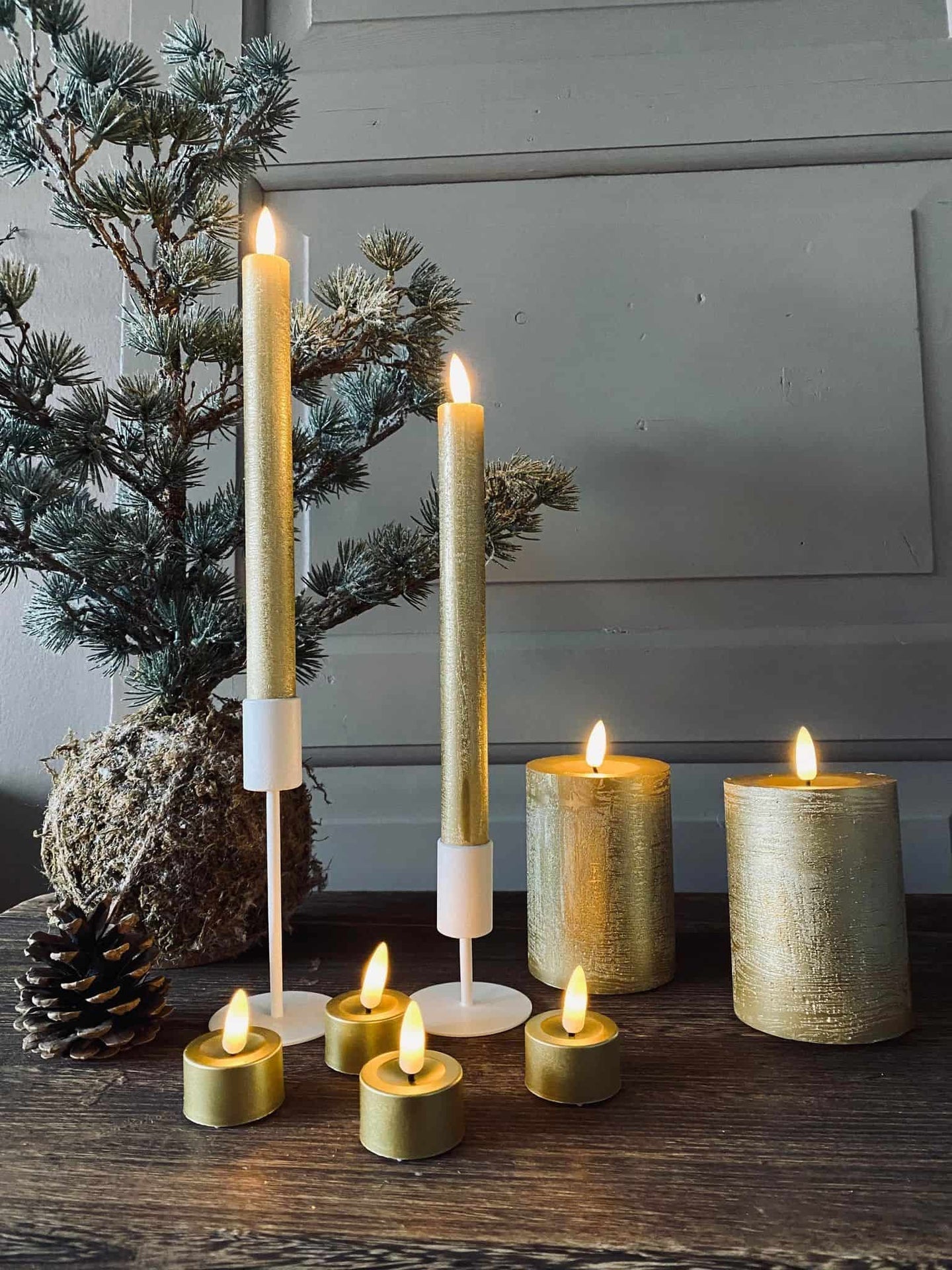 LED Lyspakke Guld - 8 Lys med fjernbetjening - VIAMAJA.DK