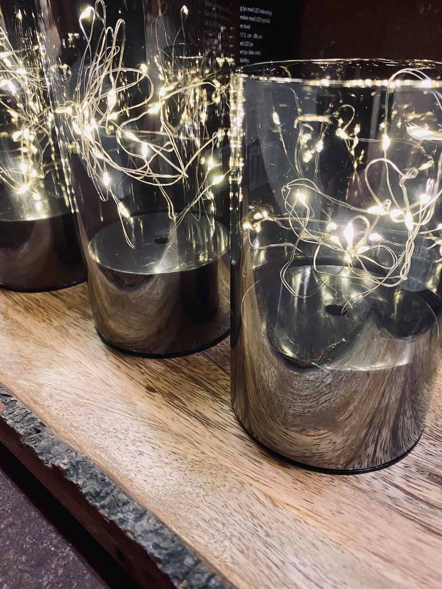 LED lystråd - Gavesæt af 3 stk. glas cylinder - VIAMAJA.DK