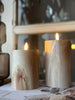 LED Marmor-Blockkerze 12,5 cm - Beige