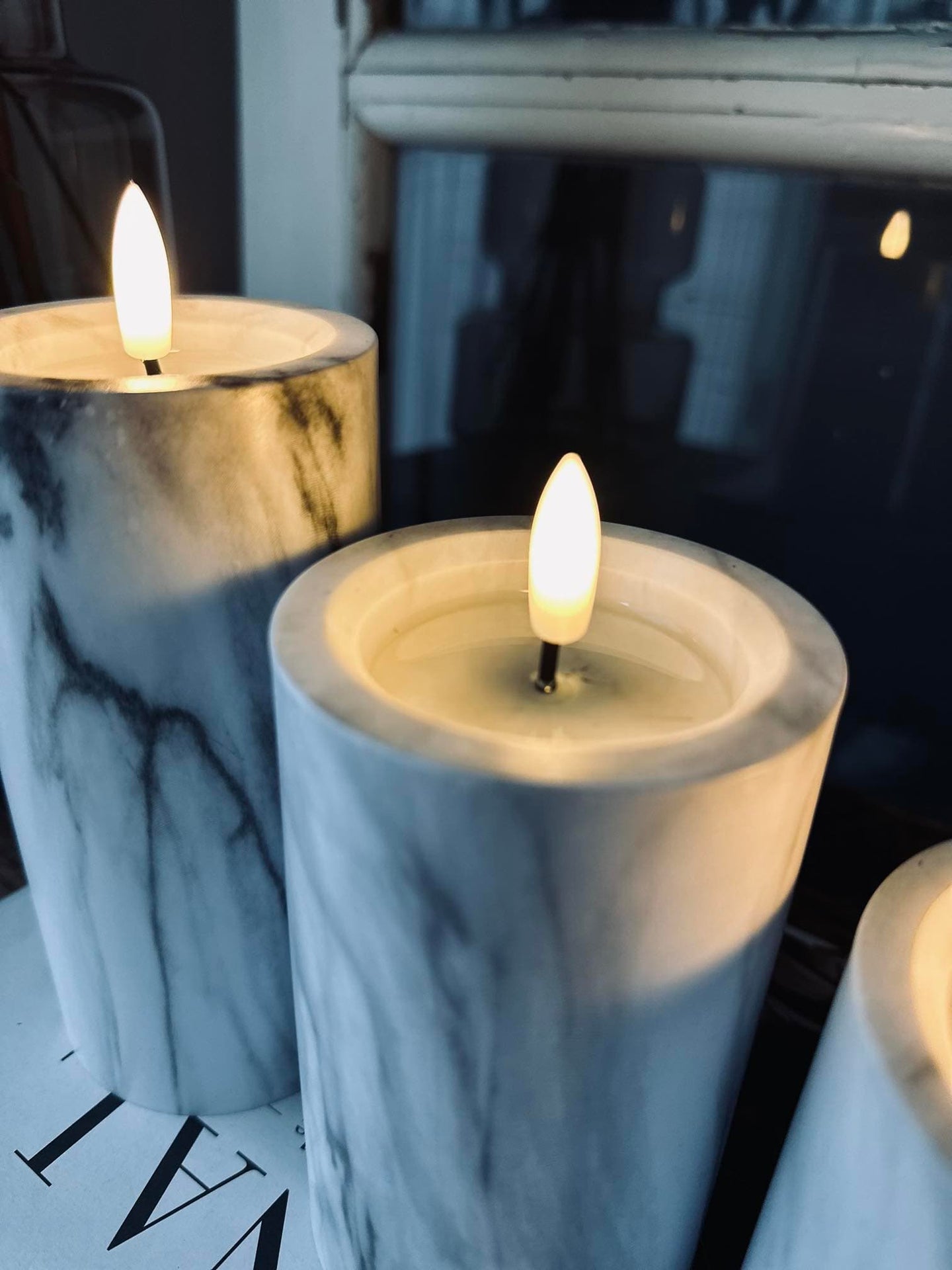 LED marmor bloklys 15cm Grå - VIAMAJA.DK
