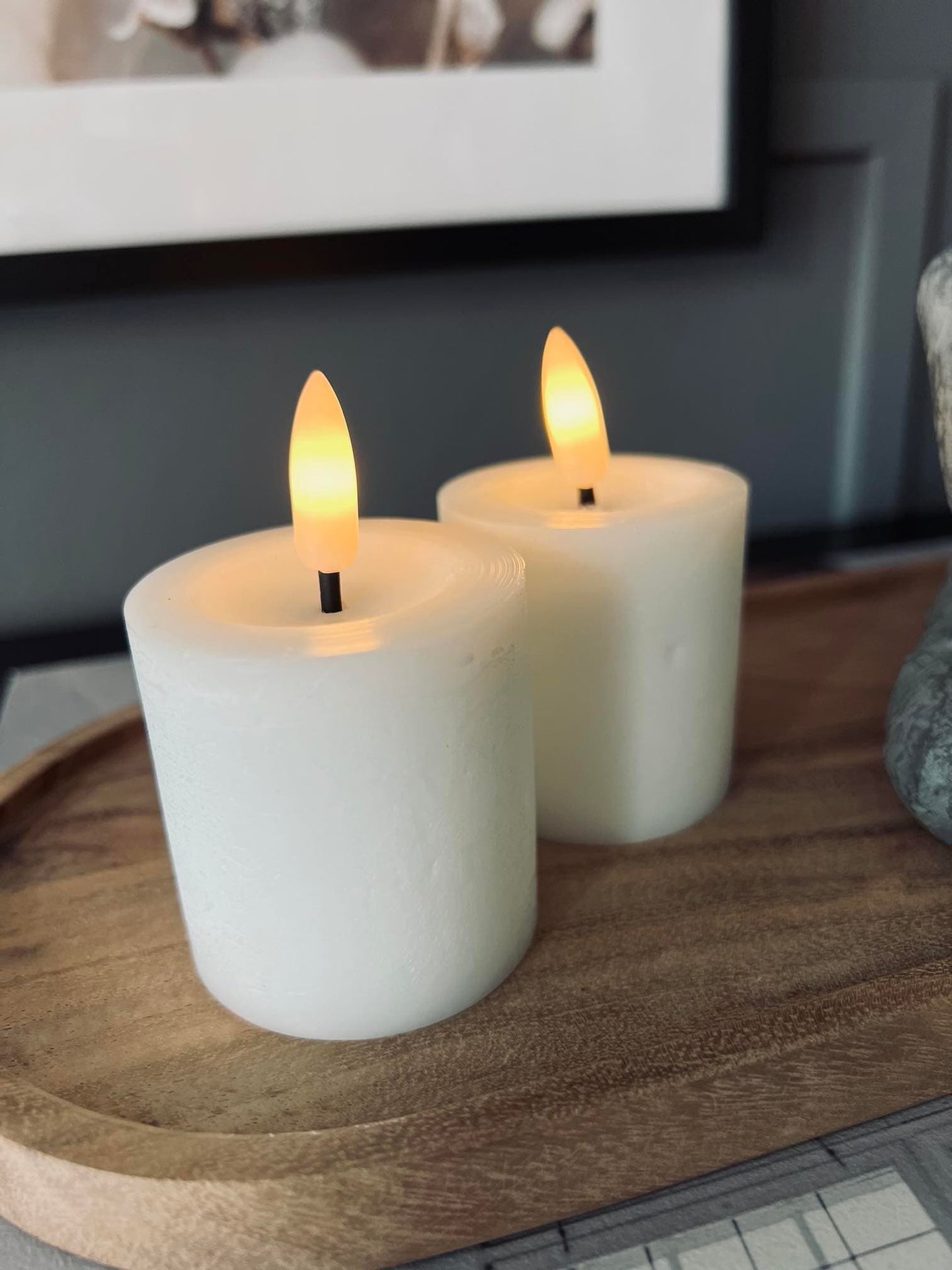 LED Mini bloklys H 5cm - Sæt af 2 stk m. Timerfunktion - VIAMAJA.DK